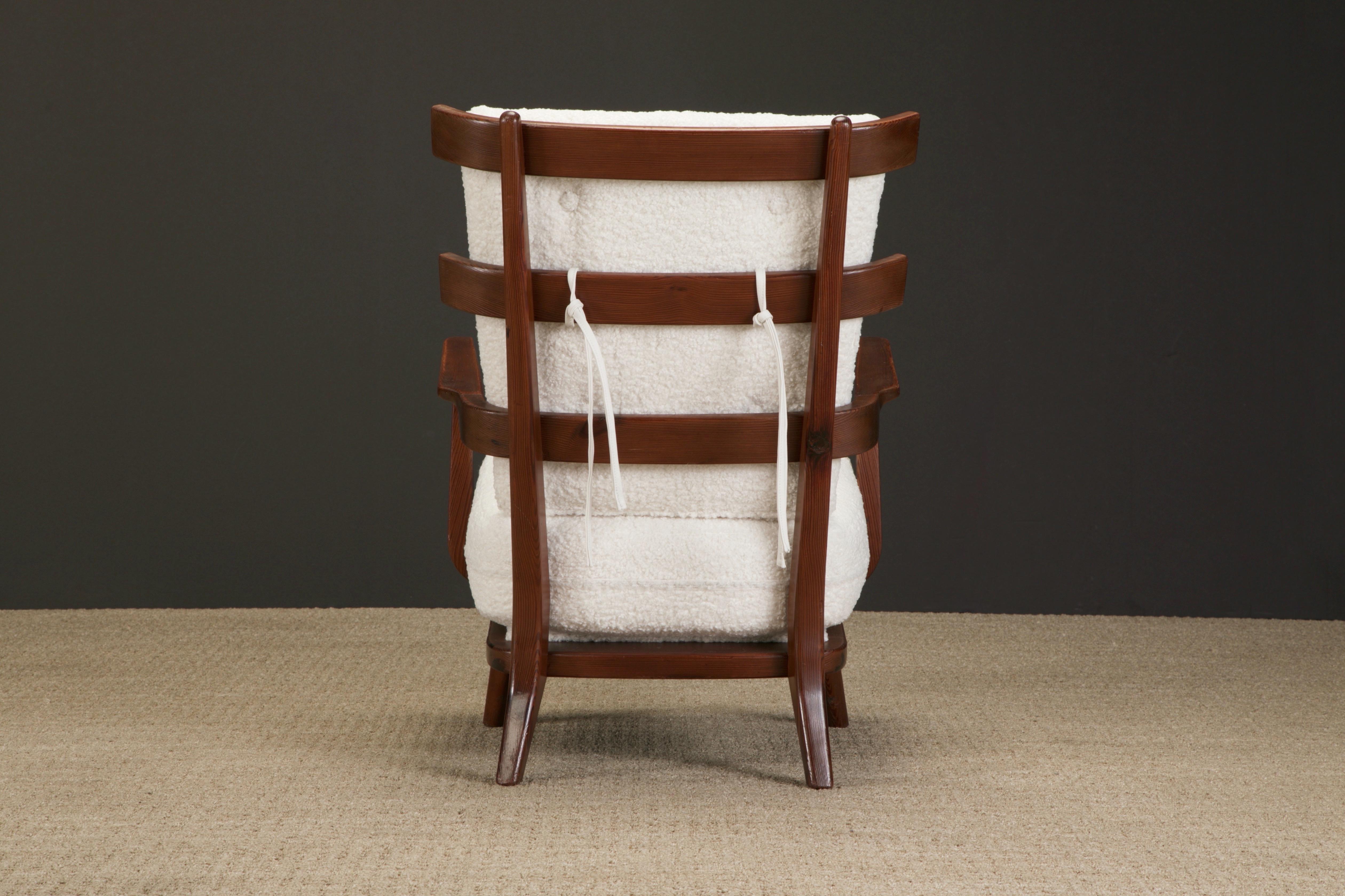 Giuseppe Scapinelli Sculptural Armchair Reupholstered in White Bouclé, c 1960 2