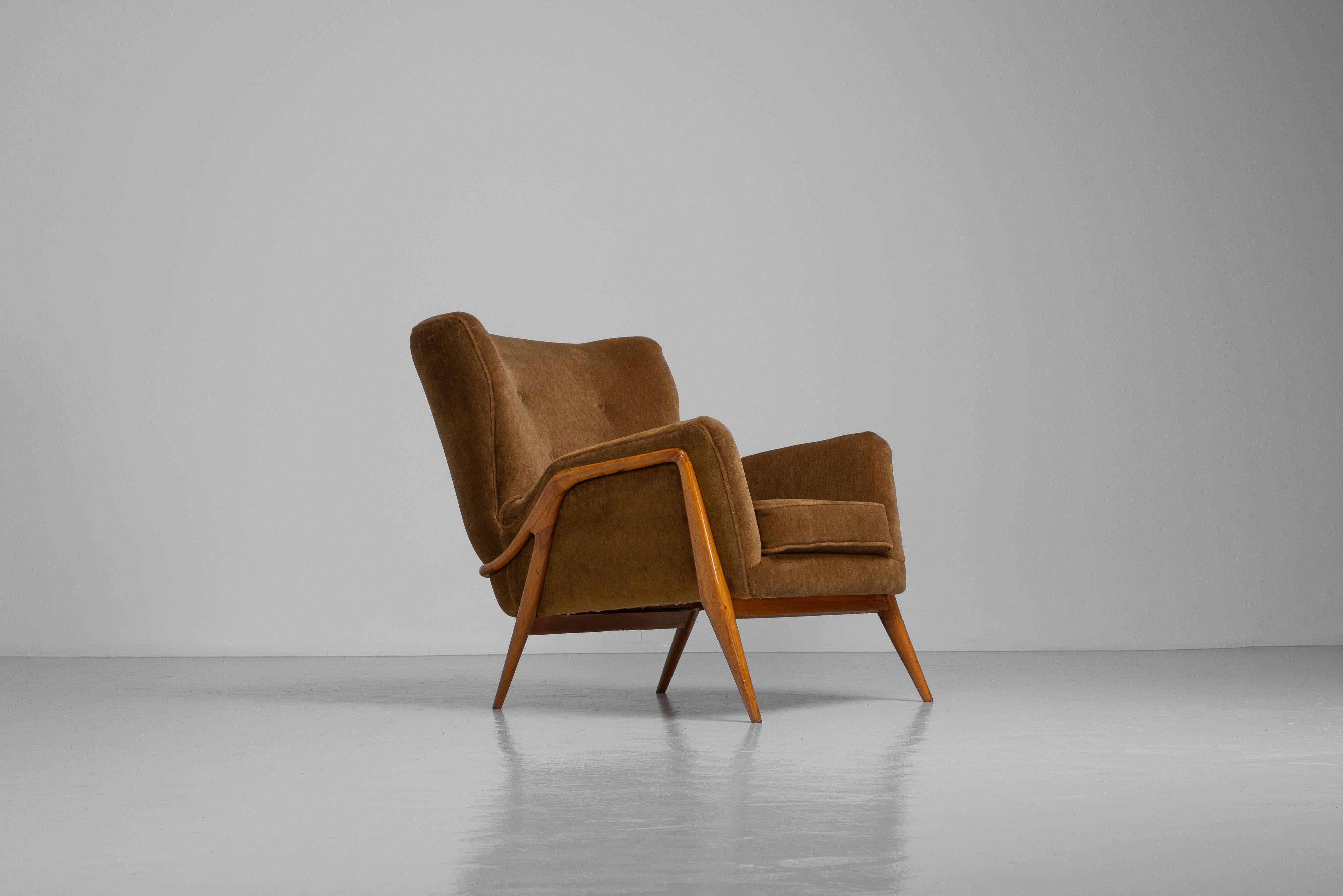 Mohair Chaise longue sculpturale Giuseppe Scapinelli Brésil 1950 en vente
