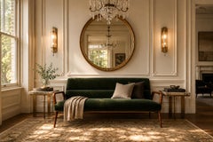 Giuseppe Scapinelli Sculptural Sofa in Solid Caviúna & Evergreen Mohair
