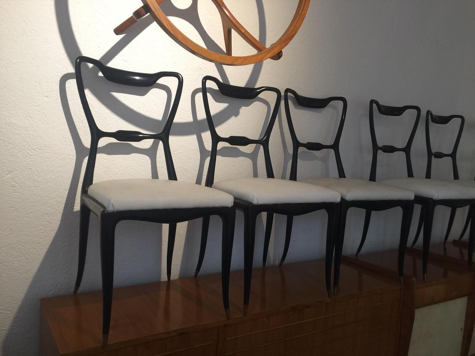 Wood Giuseppe Scapinelli, Set of 12 Ebonized 1950s Brazilian Modern Design Chairs