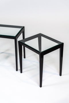 Giuseppe Scapinelli, Set of 3 nesting tables, Lacquered wood and glass c. 1960