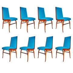 Giuseppe Scapinelli Set of Eight blue Chairs