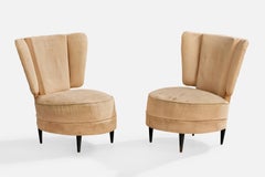 Giuseppe Scapinelli, Slipper Chairs, Fabric, Wood, Brazil, 1950s