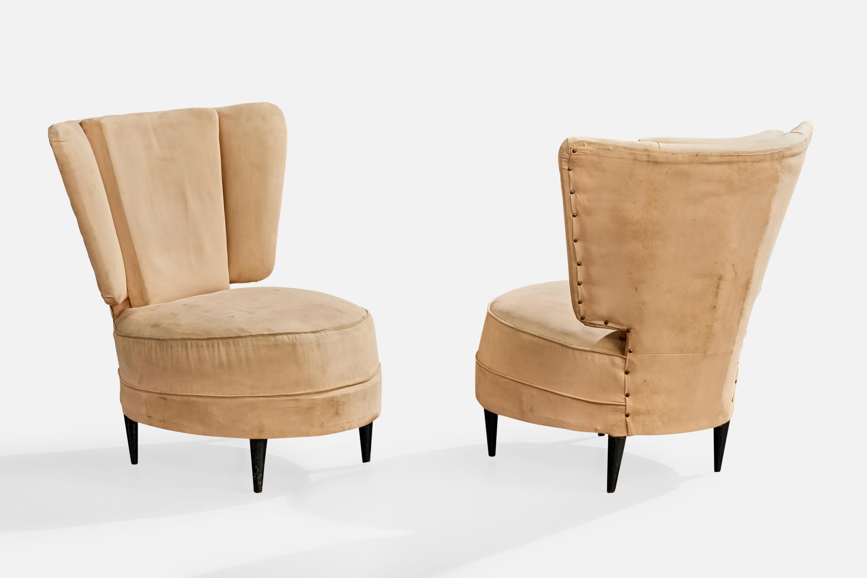 Giuseppe Scapinelli, Sillas Pantuflas, Tela, Madera, Brasil, Años 50 Moderno de mediados de siglo en venta