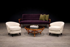 Giuseppe Scapinelli Sofa in Solid Caviúna & Deep Aubergine Mohair, Brazil, 1950s