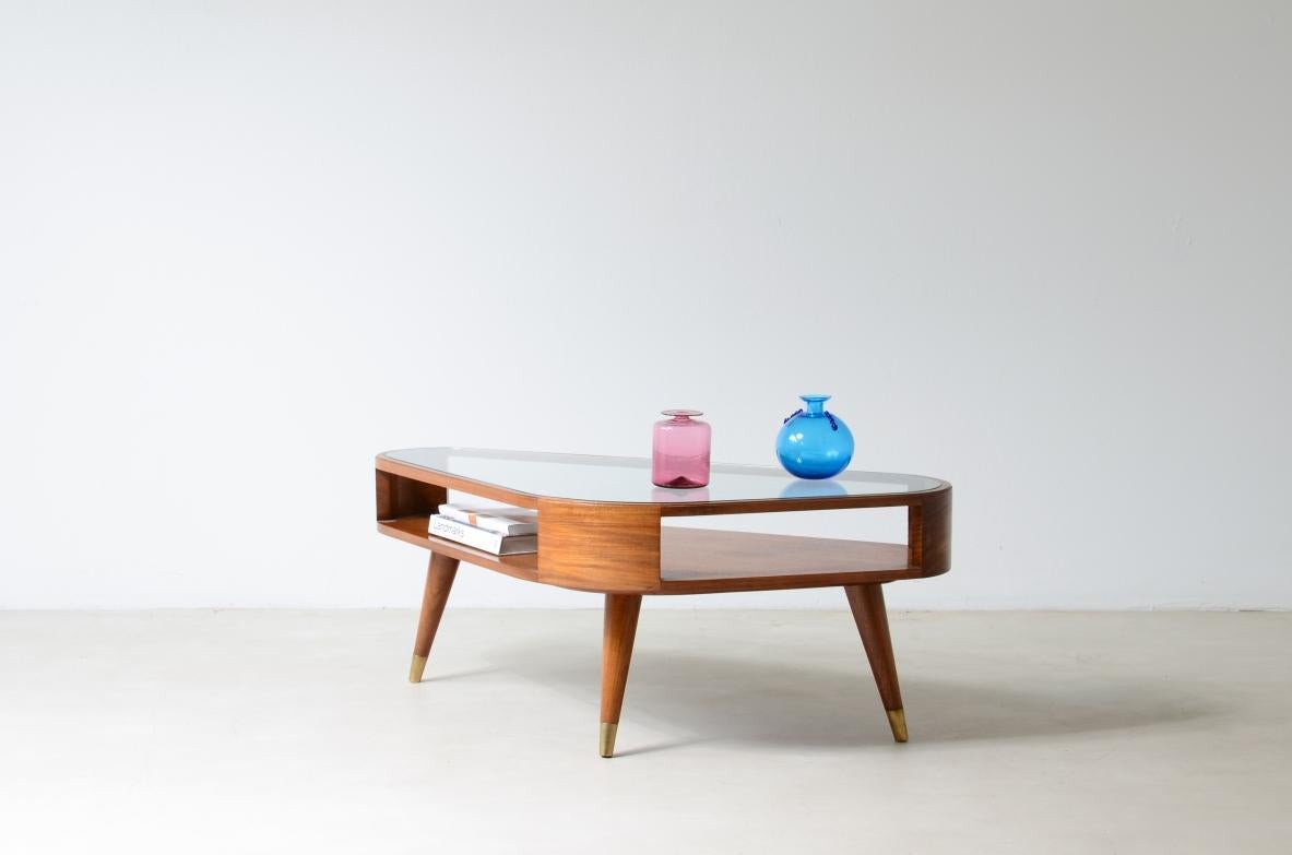 Mid-Century Modern Giuseppe Scapinelli. Triangular coffee table with double support