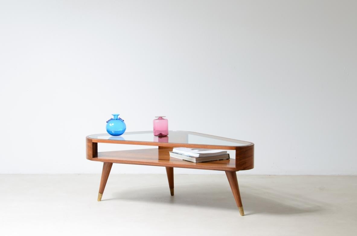 20th Century Giuseppe Scapinelli. Triangular coffee table with double support