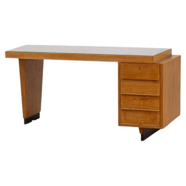 Giuseppe Scapinelli wooden desk with asymmetrical structure with four drawers