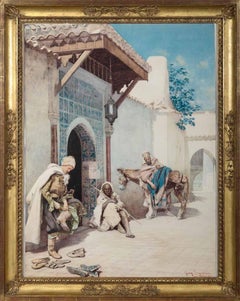 Giuseppe Signorini Orientalist Watercolor "The Entrance of a Mosque"