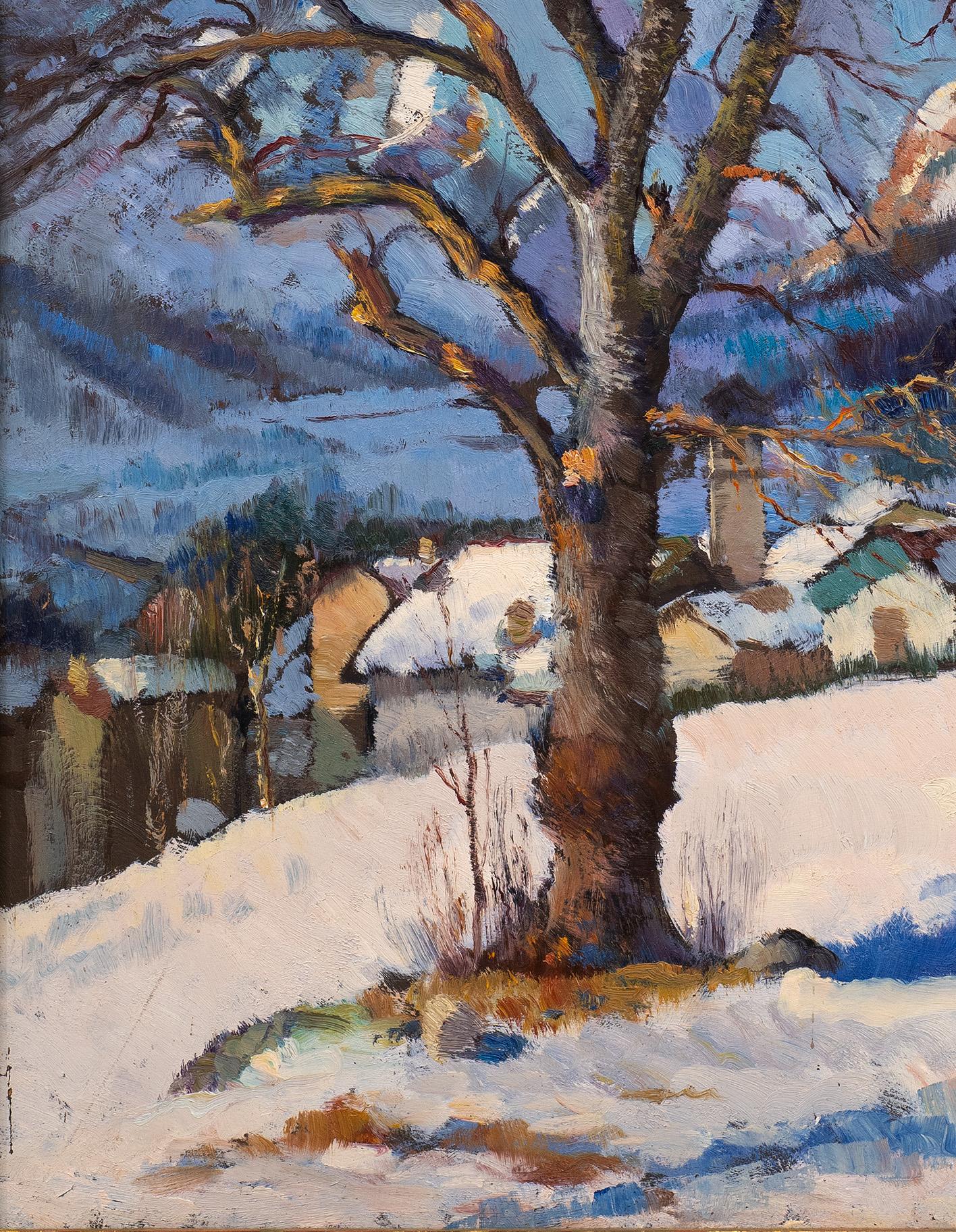 Giuseppe Sobrile: „Snowy Landscape, Italian Alps Village, 1944“, Giuseppe Sobrile (1879-1956) im Angebot 5