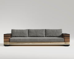 Giuseppe-Sofa aus amerikanischem Nussbaumholz von polierter Bronze