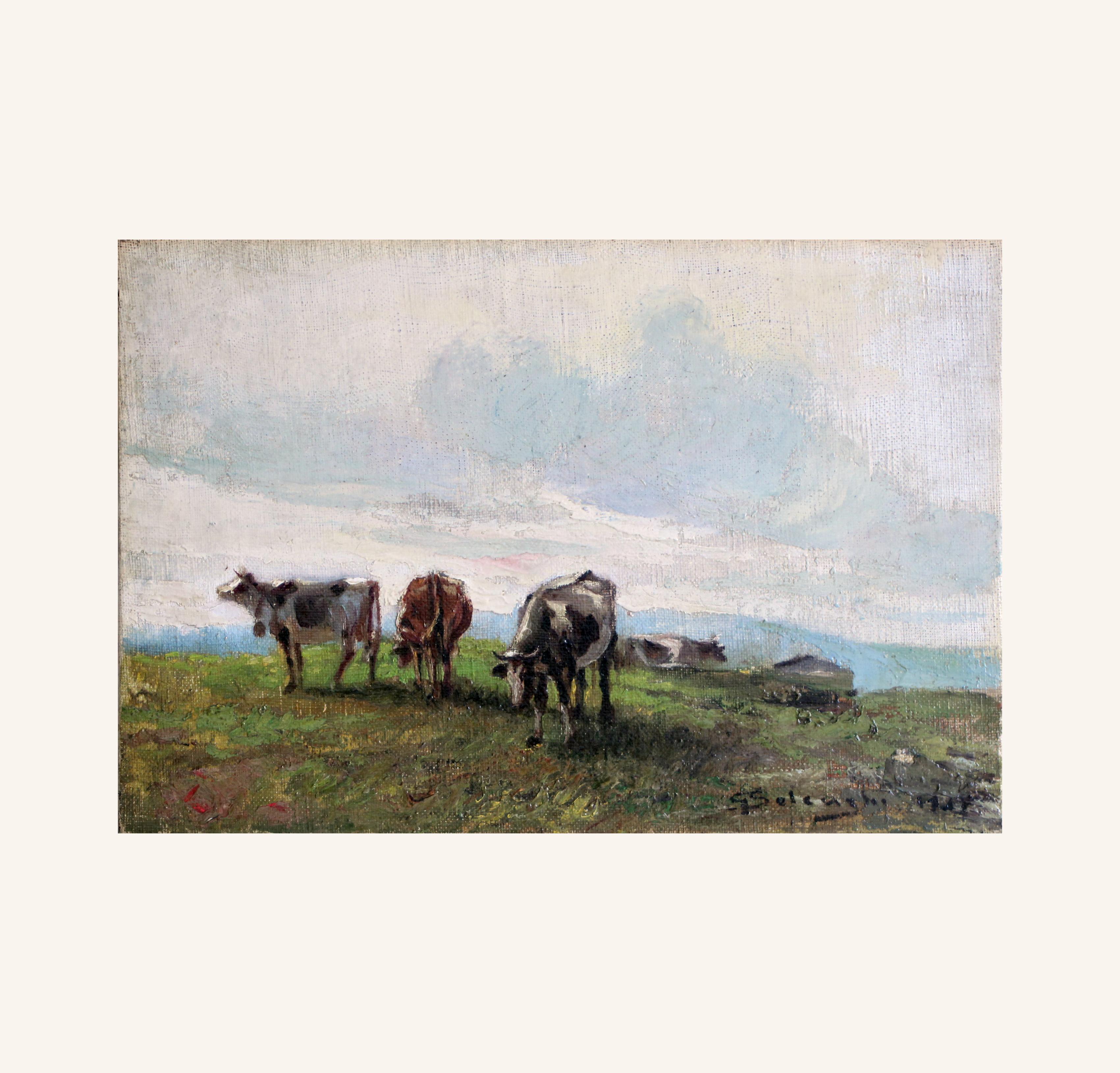 Giuseppe Solenghi  signed/dated 1913 oil painting (65x50cm)  Great wall decor! For Sale 3