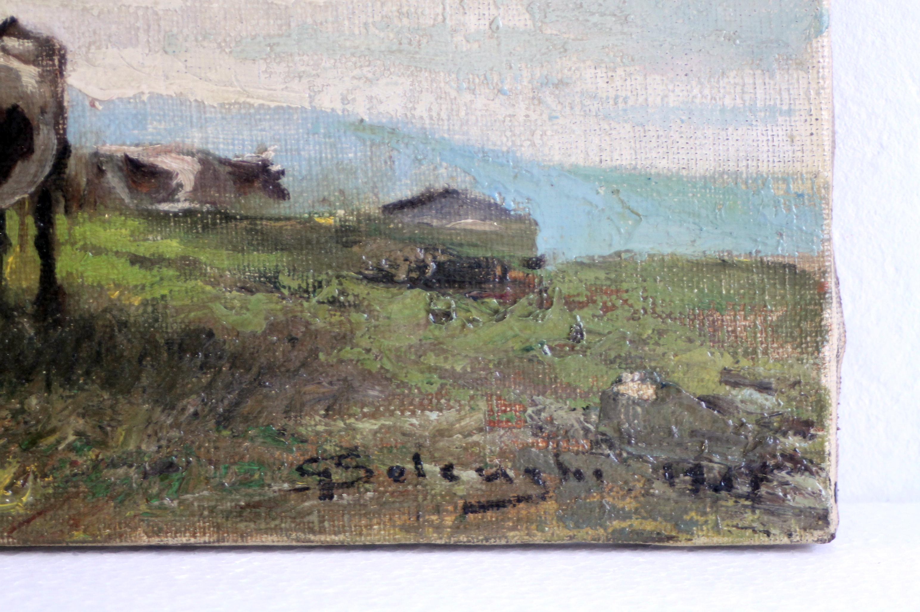 Giuseppe Solenghi  signed/dated 1913 oil painting (65x50cm)  Great wall decor! For Sale 7