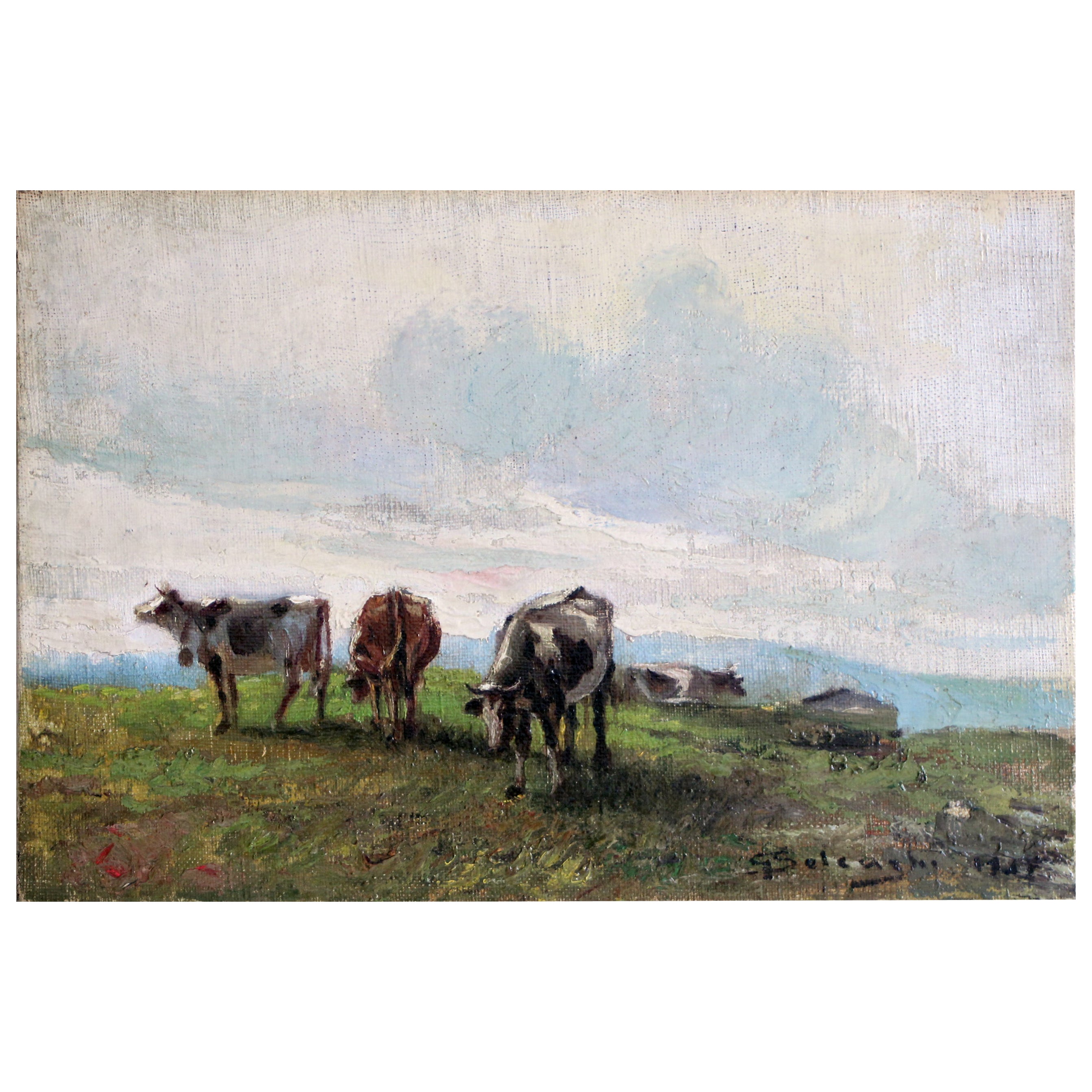 Giuseppe Solenghi  signed/dated 1913 oil painting (65x50cm)  Great wall decor! For Sale