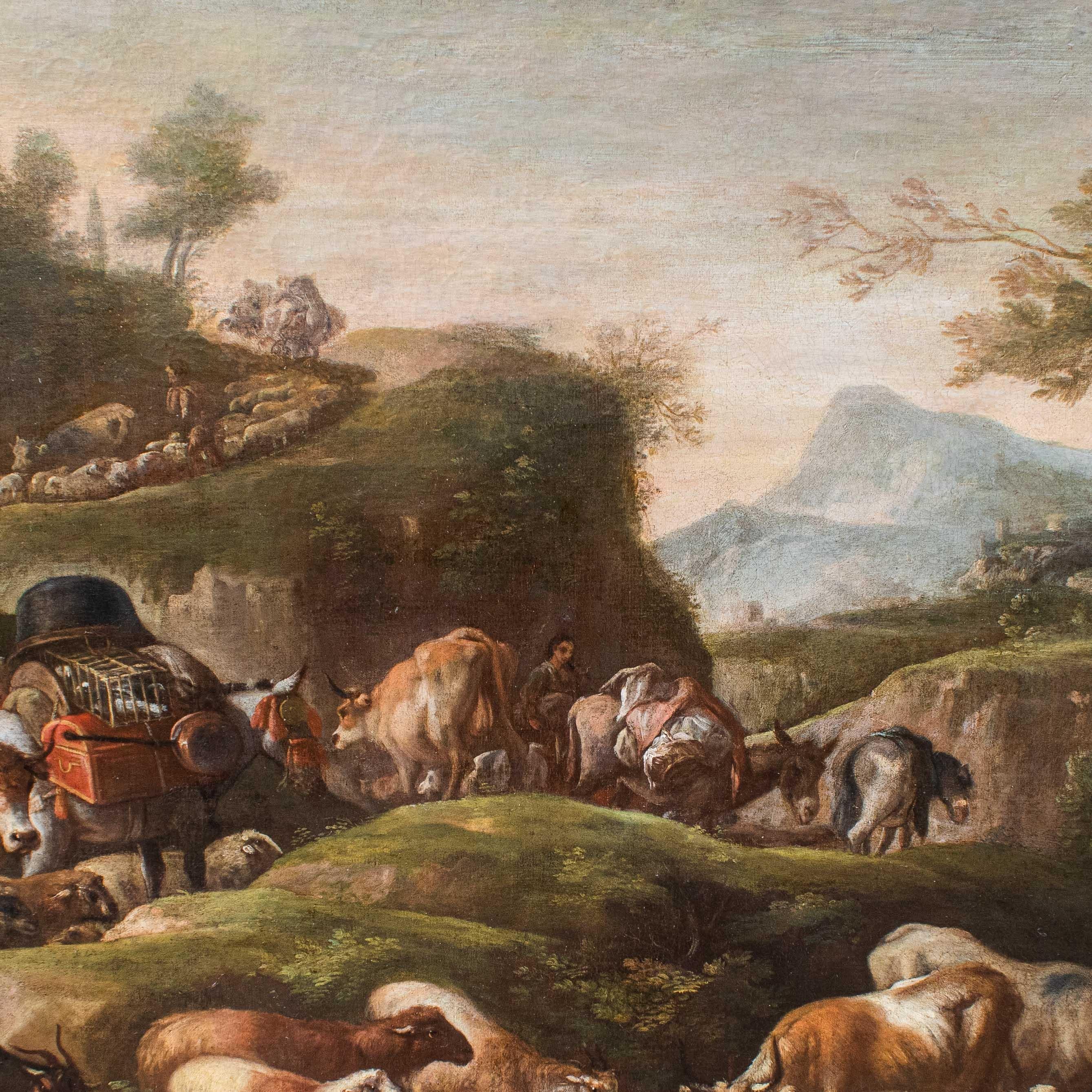 Caravan of shepherds Oil on canvas painting Giuseppe Tassone For Sale 15