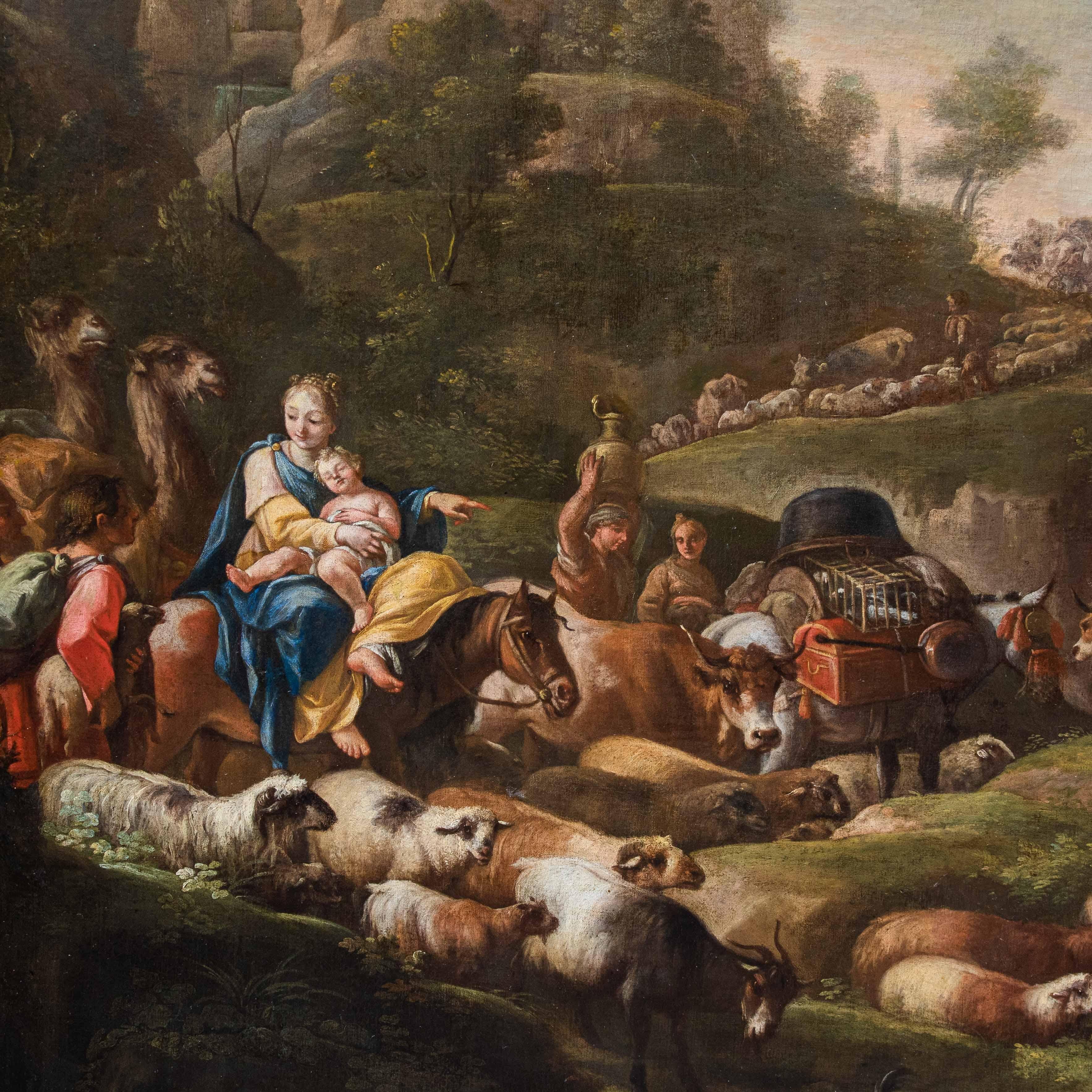 Caravan of shepherds Oil on canvas painting Giuseppe Tassone For Sale 1