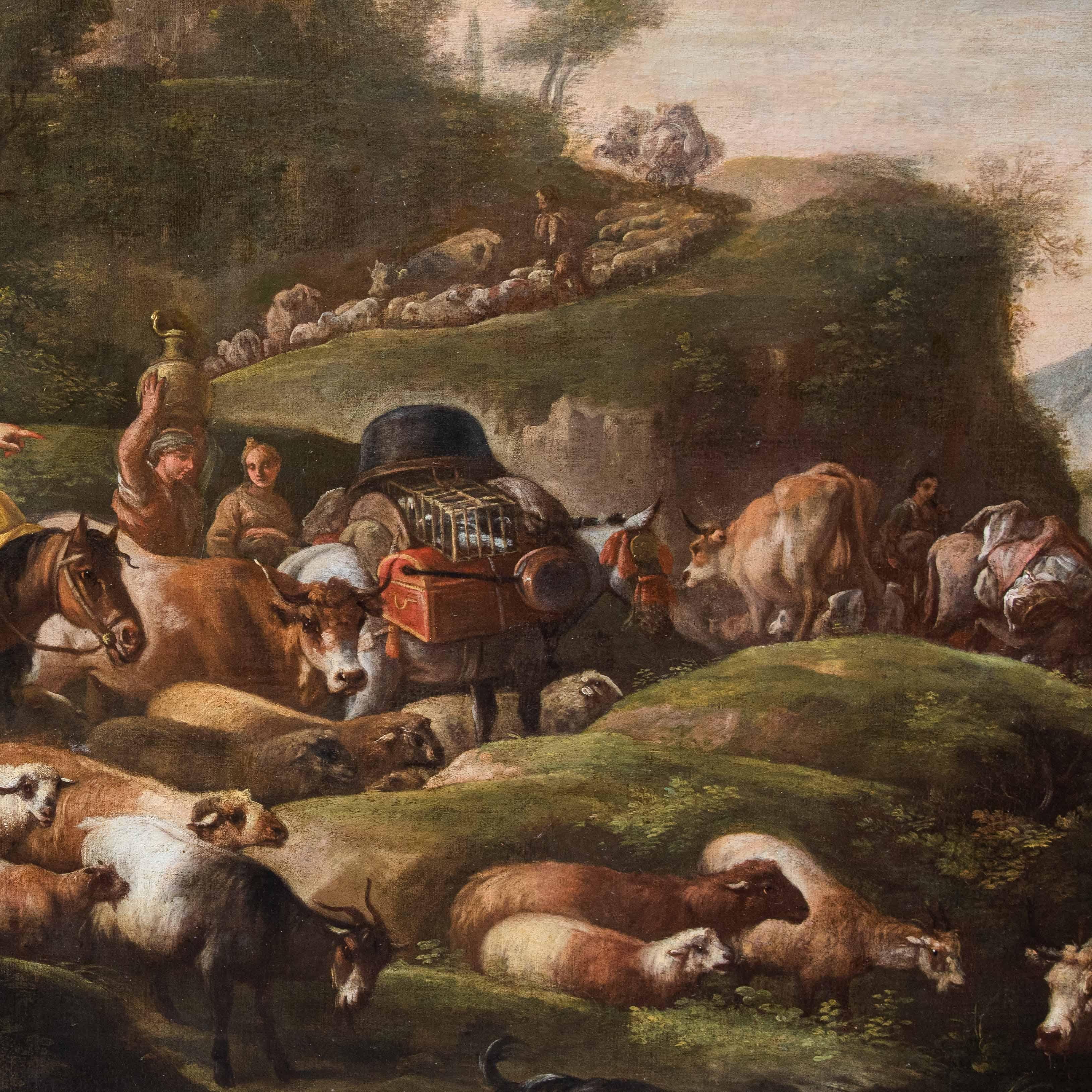 Caravan of shepherds Oil on canvas painting Giuseppe Tassone For Sale 2