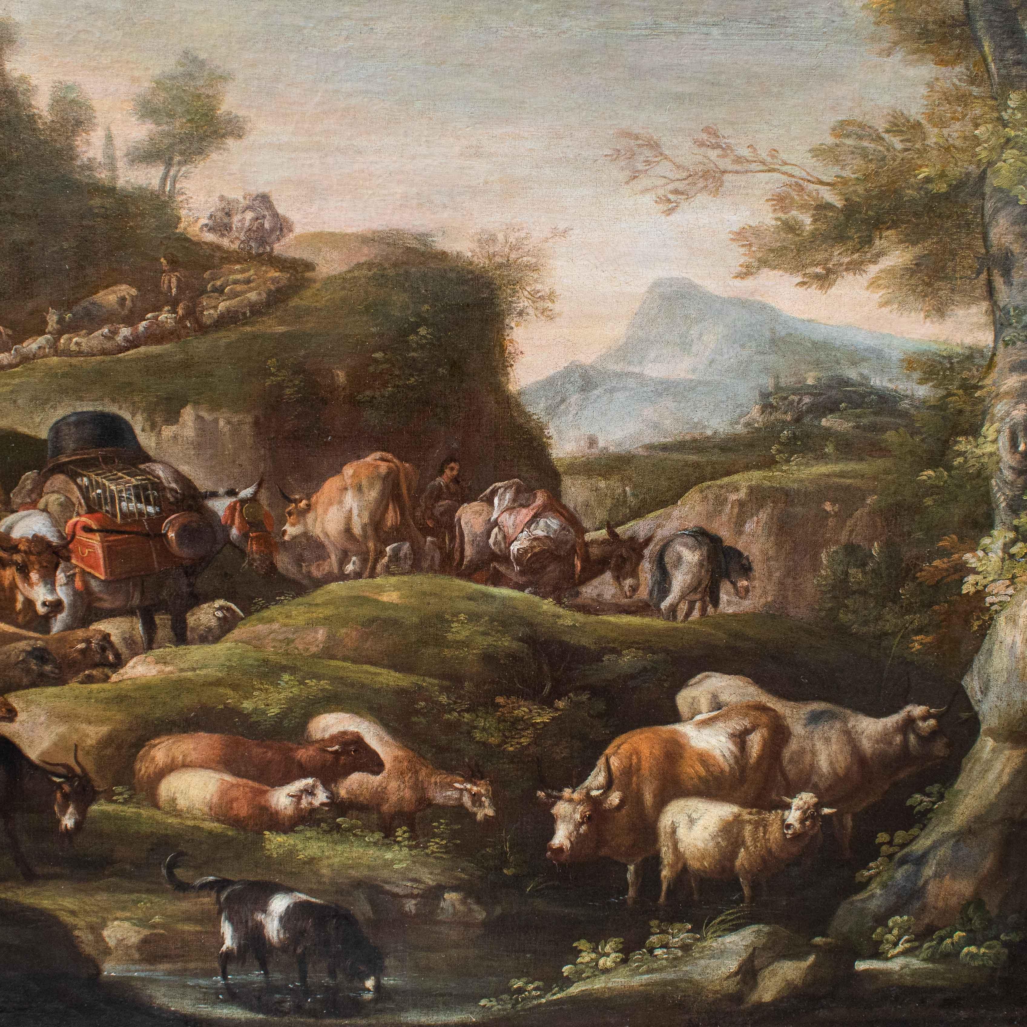 Caravan of shepherds Oil on canvas painting Giuseppe Tassone For Sale 8