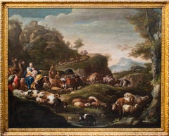 Caravan of shepherds Oil on canvas painting Giuseppe Tassone