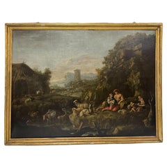 Giuseppe Tassoni "Paesaggio con armenti e famiglia di pastori"