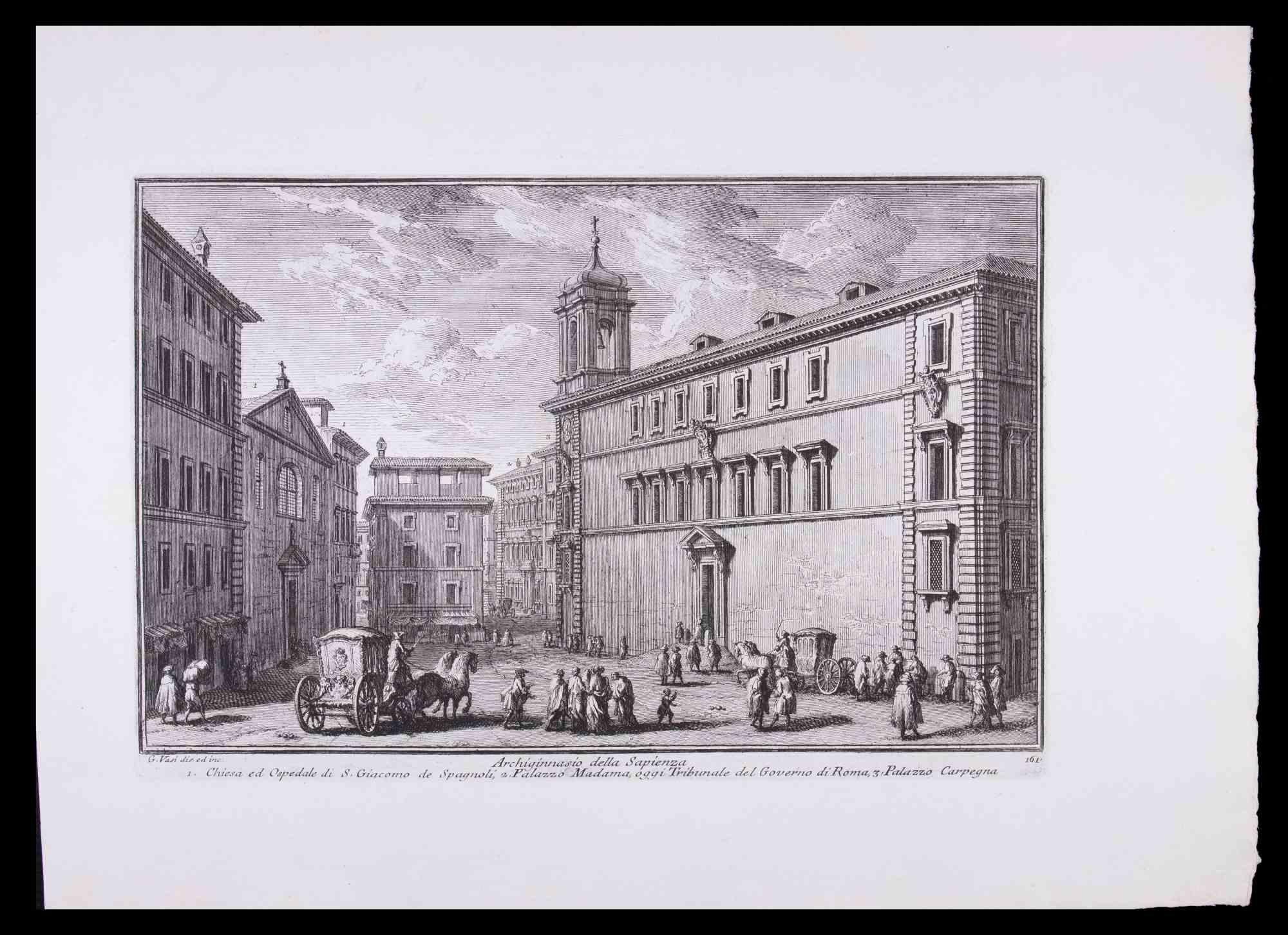 Archiginnasio della Sapienza -  Etching by Giuseppe Vasi - Late 18th Century