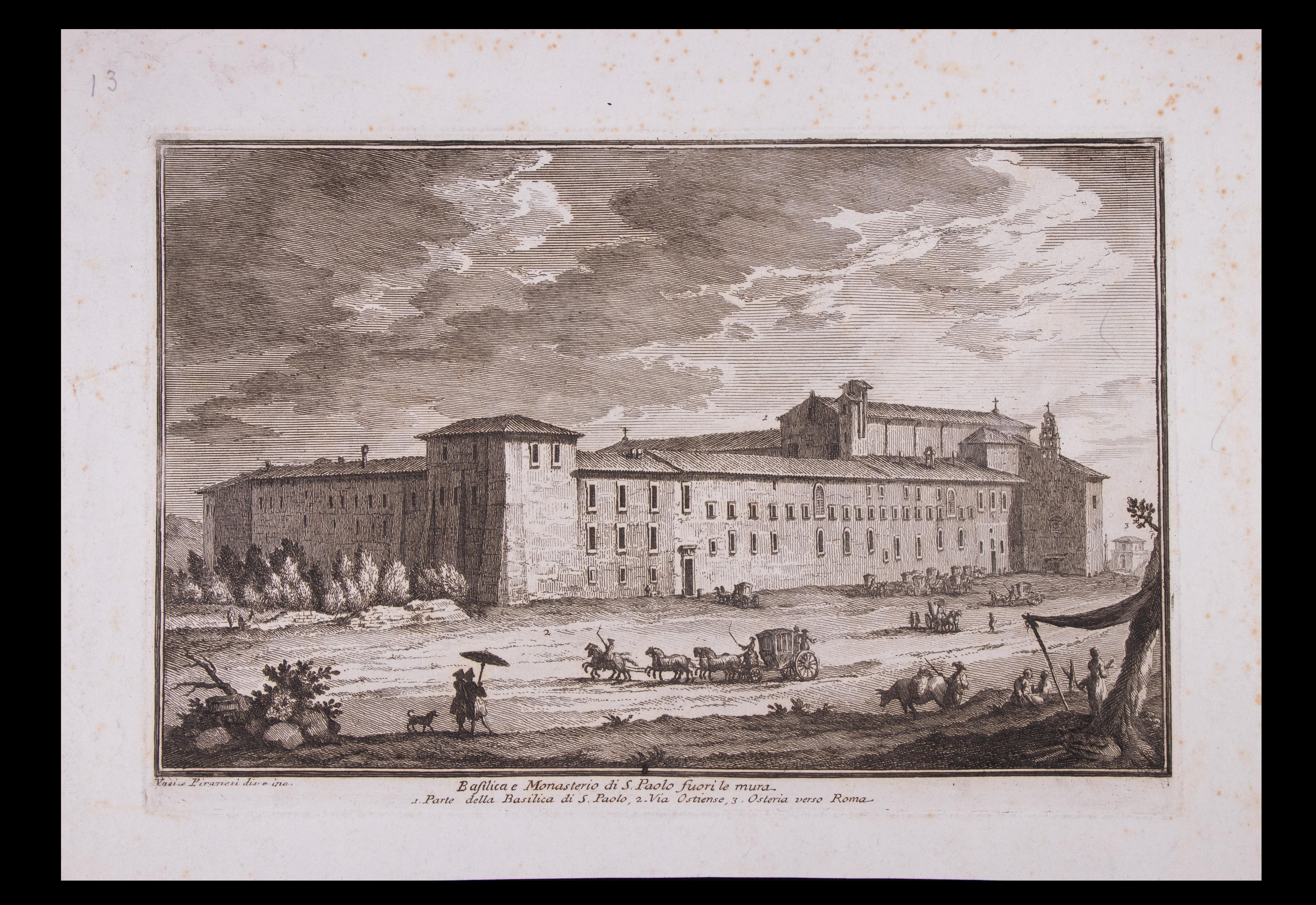 Giuseppe Vasi Figurative Print - Basilica e Monasterio di S.Paolo Fuori le Mura by G. Vasi - Late 18th century