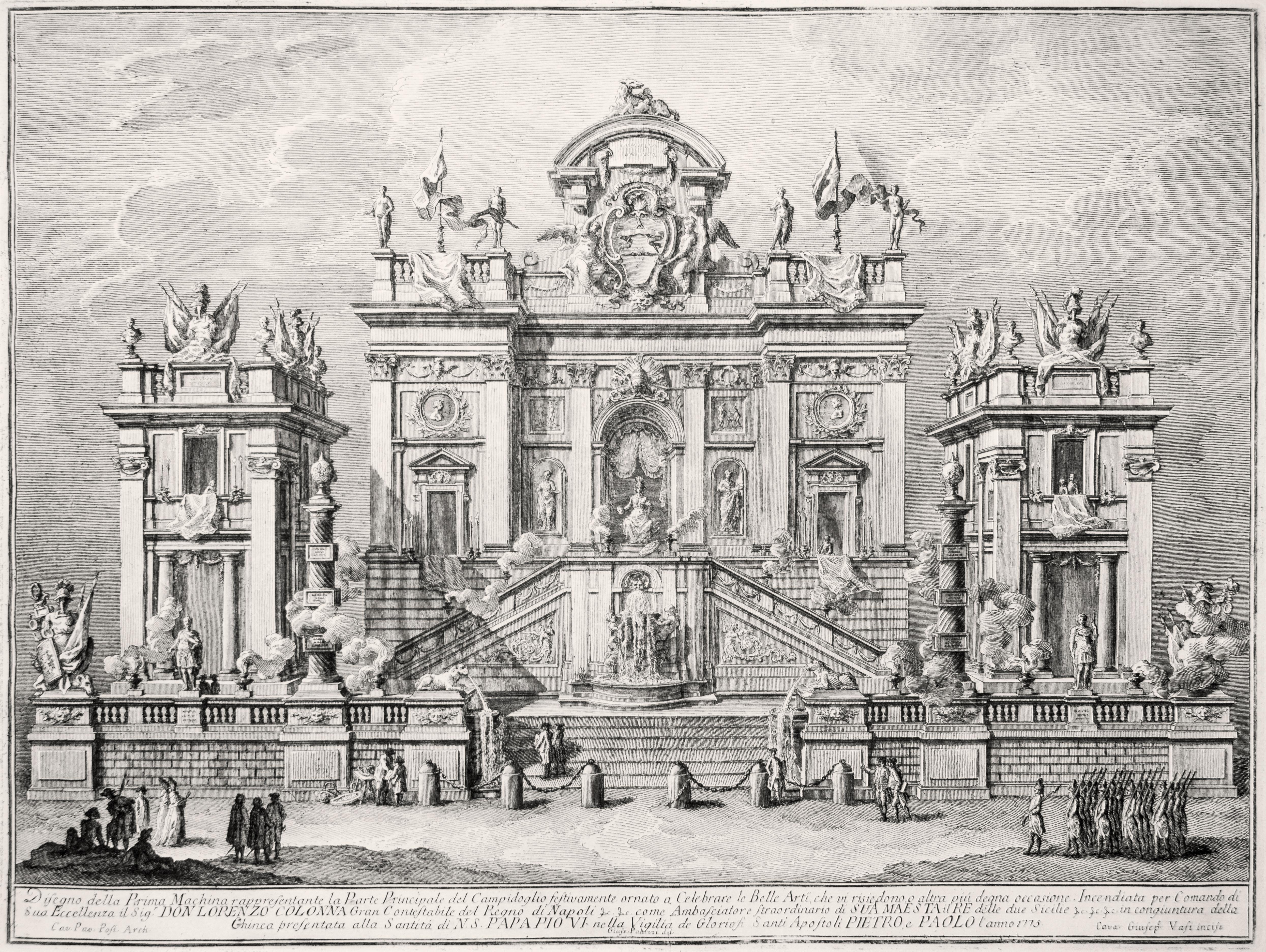 Gravure de Giuseppe Vasi sur le modèle Campidoglio Festivamente Ornato, 1775