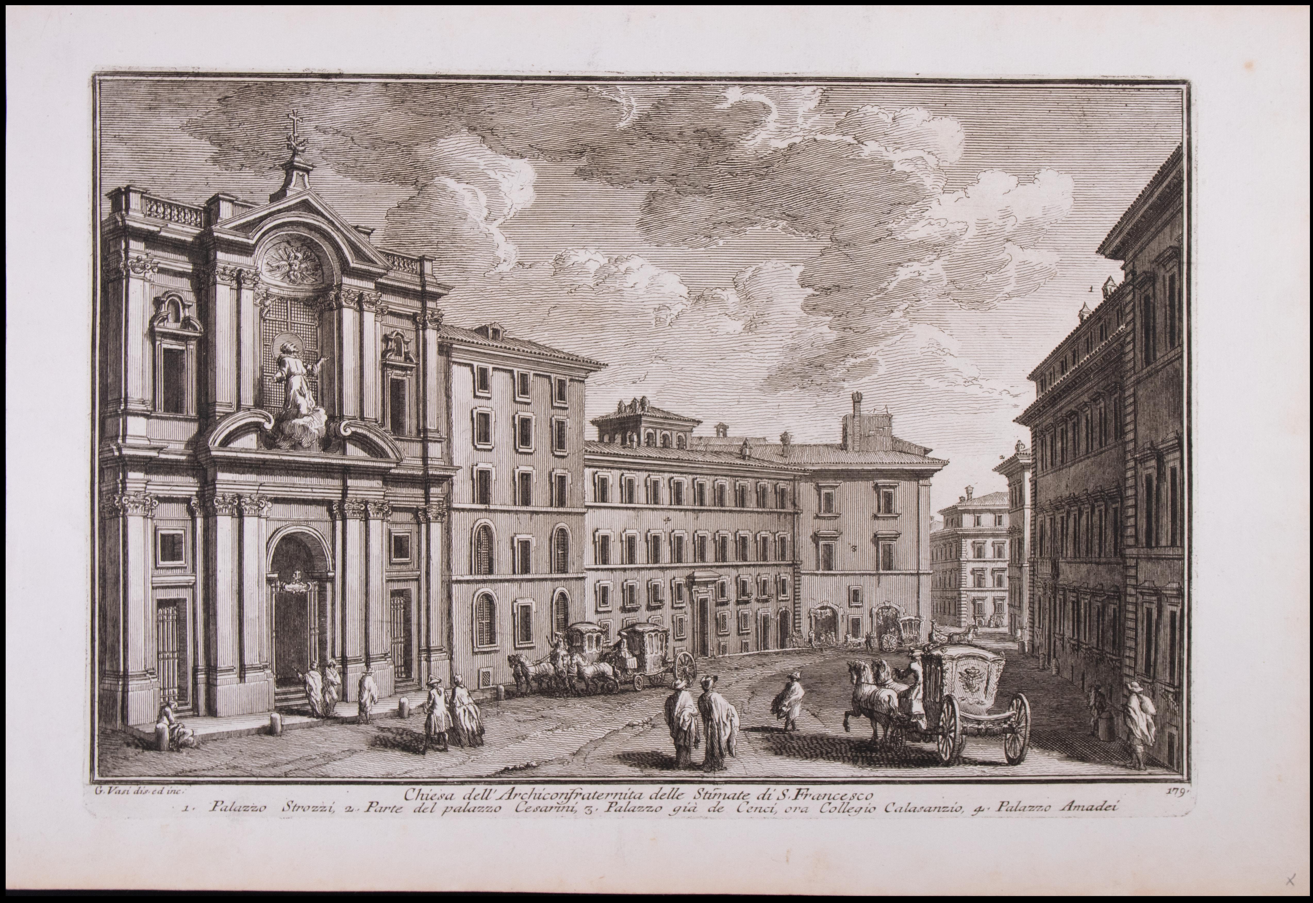 Giuseppe Vasi Figurative Print - Chiesa dell'Archiconfraternita - Etching by G. Vasi - 18th century
