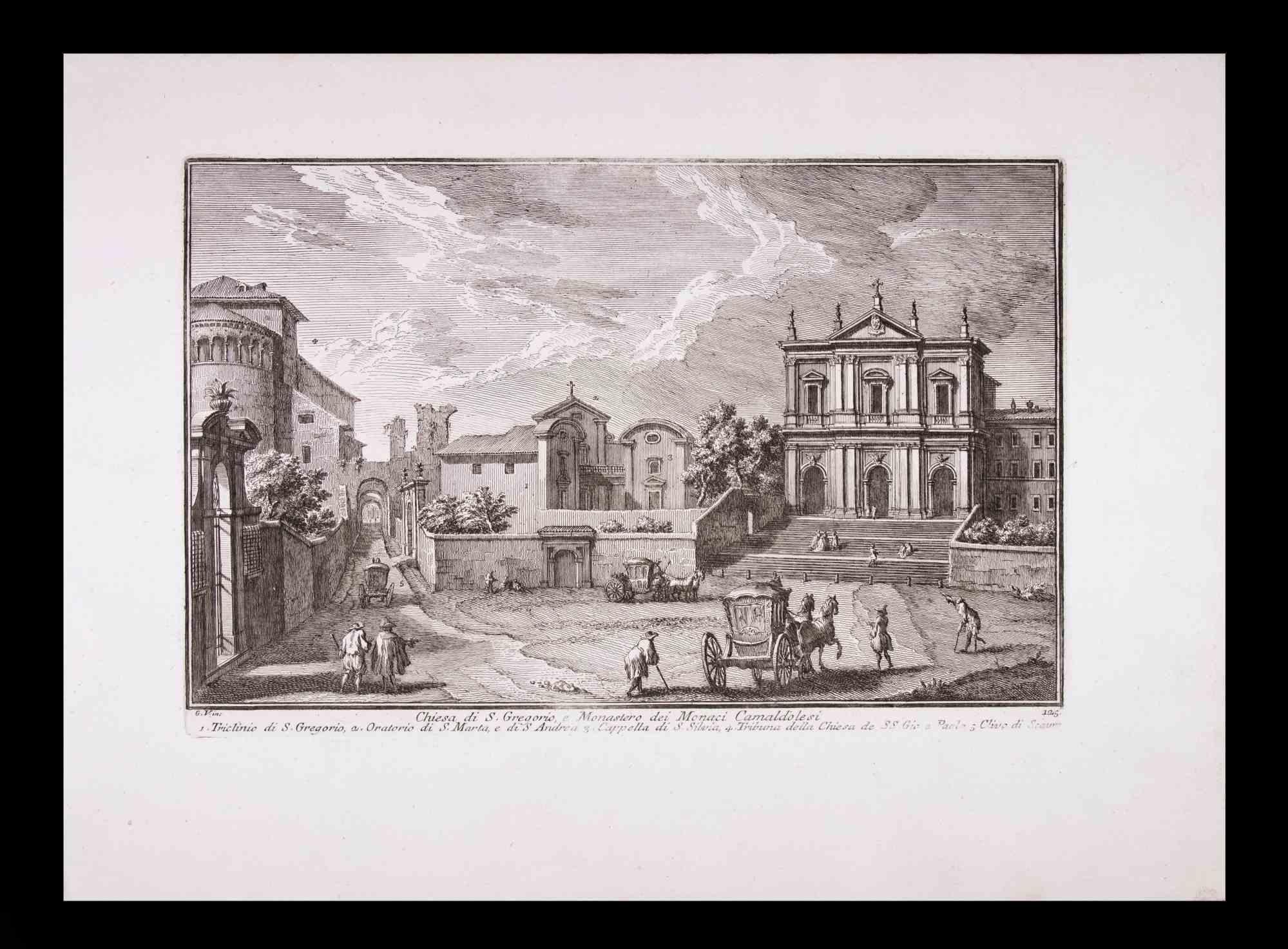 Chiesa Di S. Giorgio est une gravure originale en noir et blanc de la fin du XVIIIe siècle réalisée par Giuseppe Vasi.

Cette belle gravure représente un aperçu de Rome.

Signé et titré sur la plaque dans la marge inférieure.

Bonnes