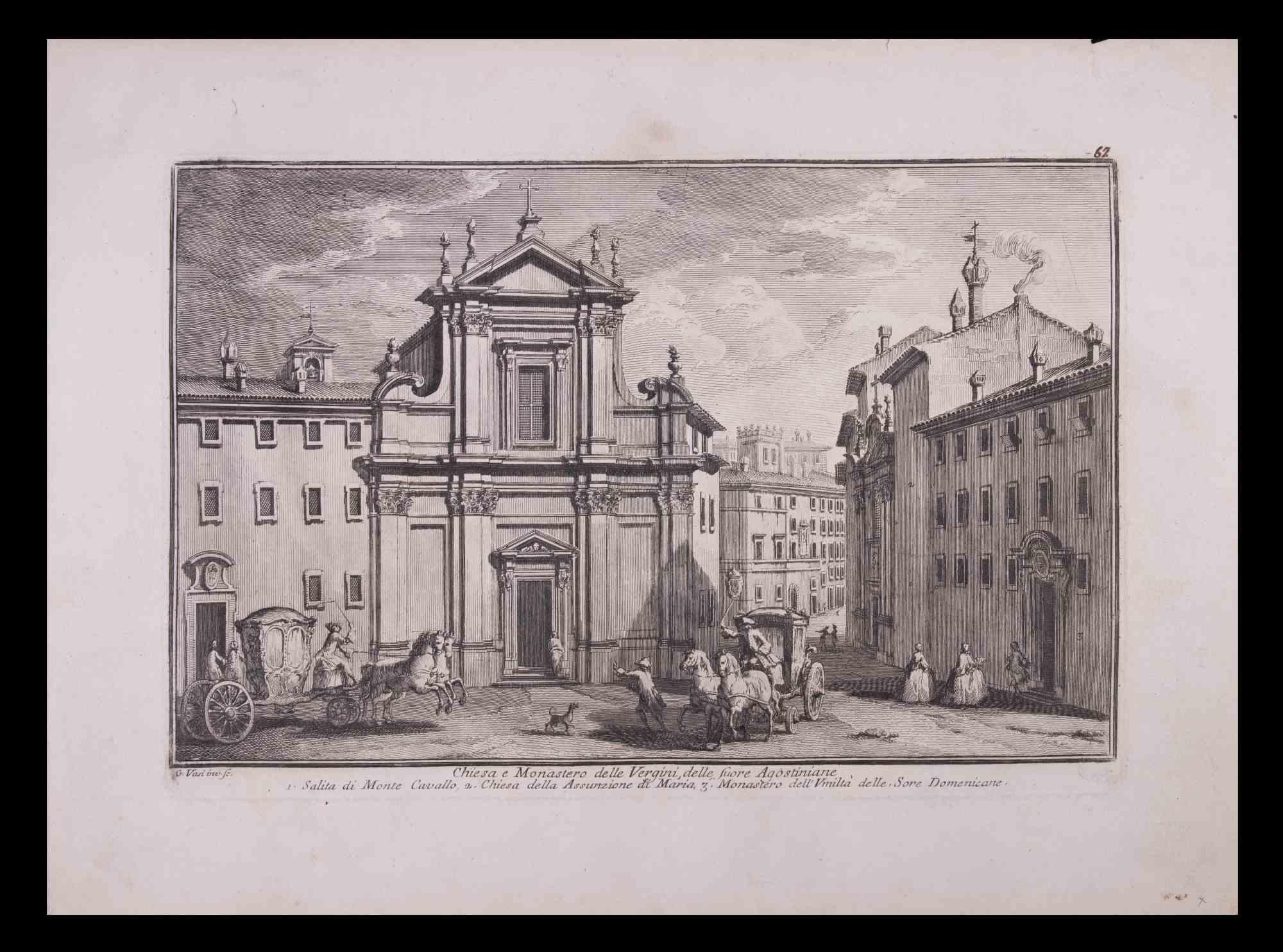 Chiesa e Monastero delle Vergini - Etching by Giuseppe Vasi - Late 18th Century