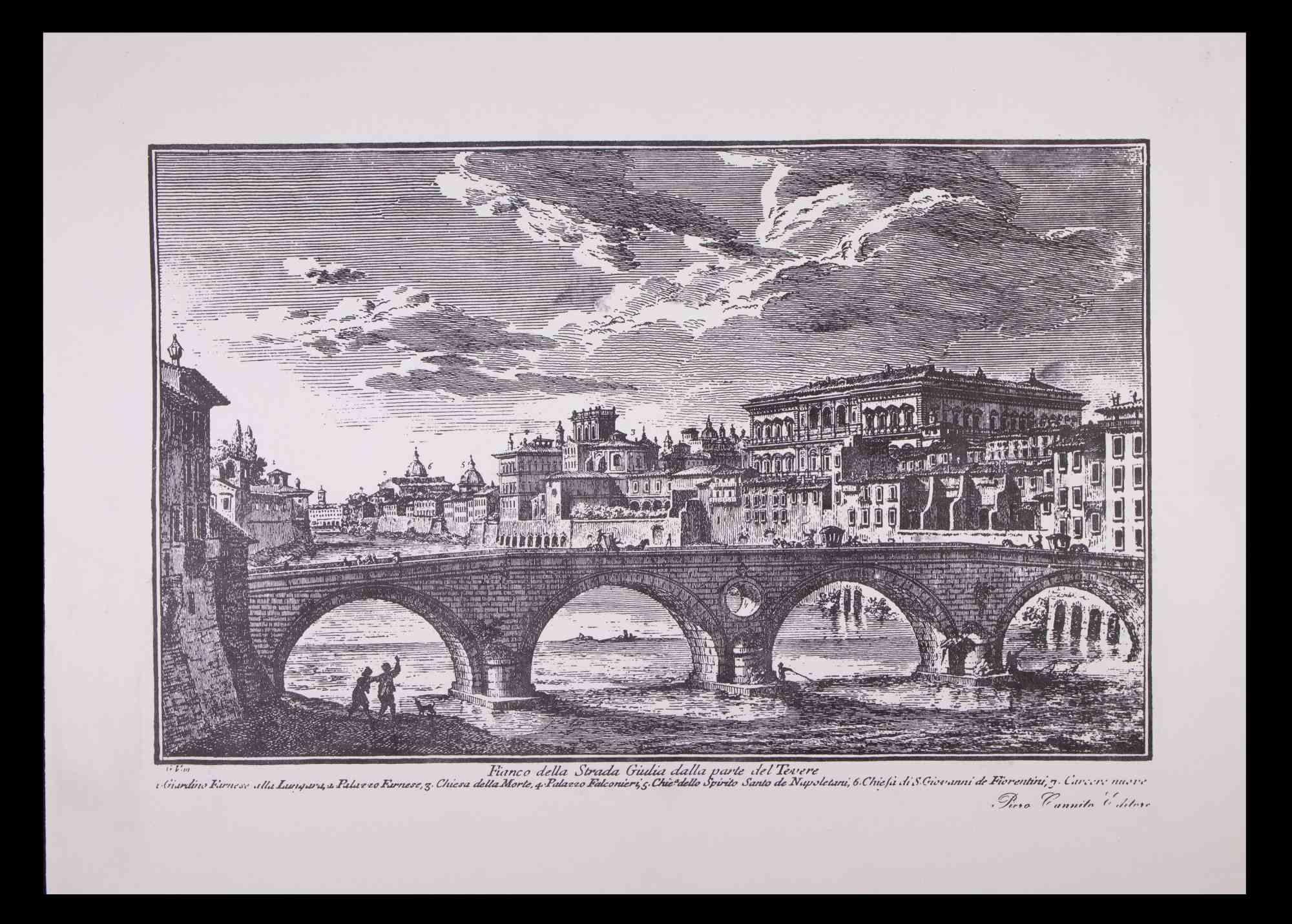 Fianco della Strada Giulia -  Etching by Giuseppe Vasi - Late 18th Century