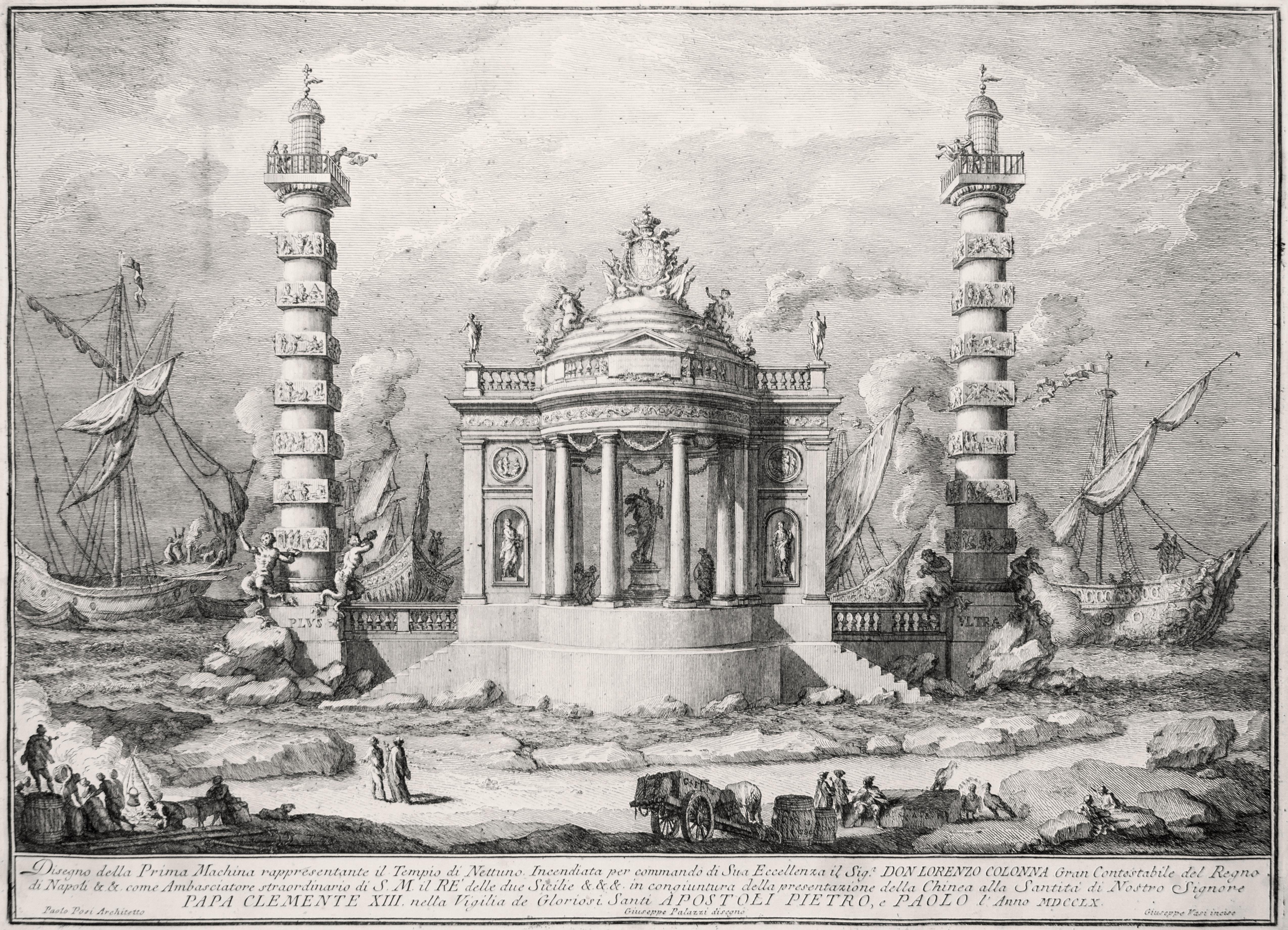 Il tempio di Nettuno - Etching by Giuseppe Vasi - 1760