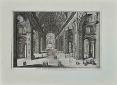 Interior of S.Pietro in Vaticano - Etching by Giuseppe Vasi - 18th century