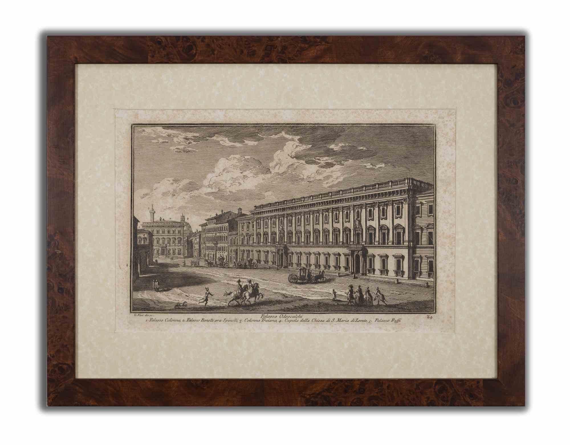 Palazzo Odescalchi - Etching by Giuseppe Vasi - 1754