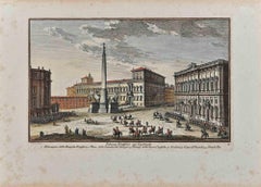 Palazzo Pontificio sul Quirinale - Etching by Giuseppe Vasi- 18th century