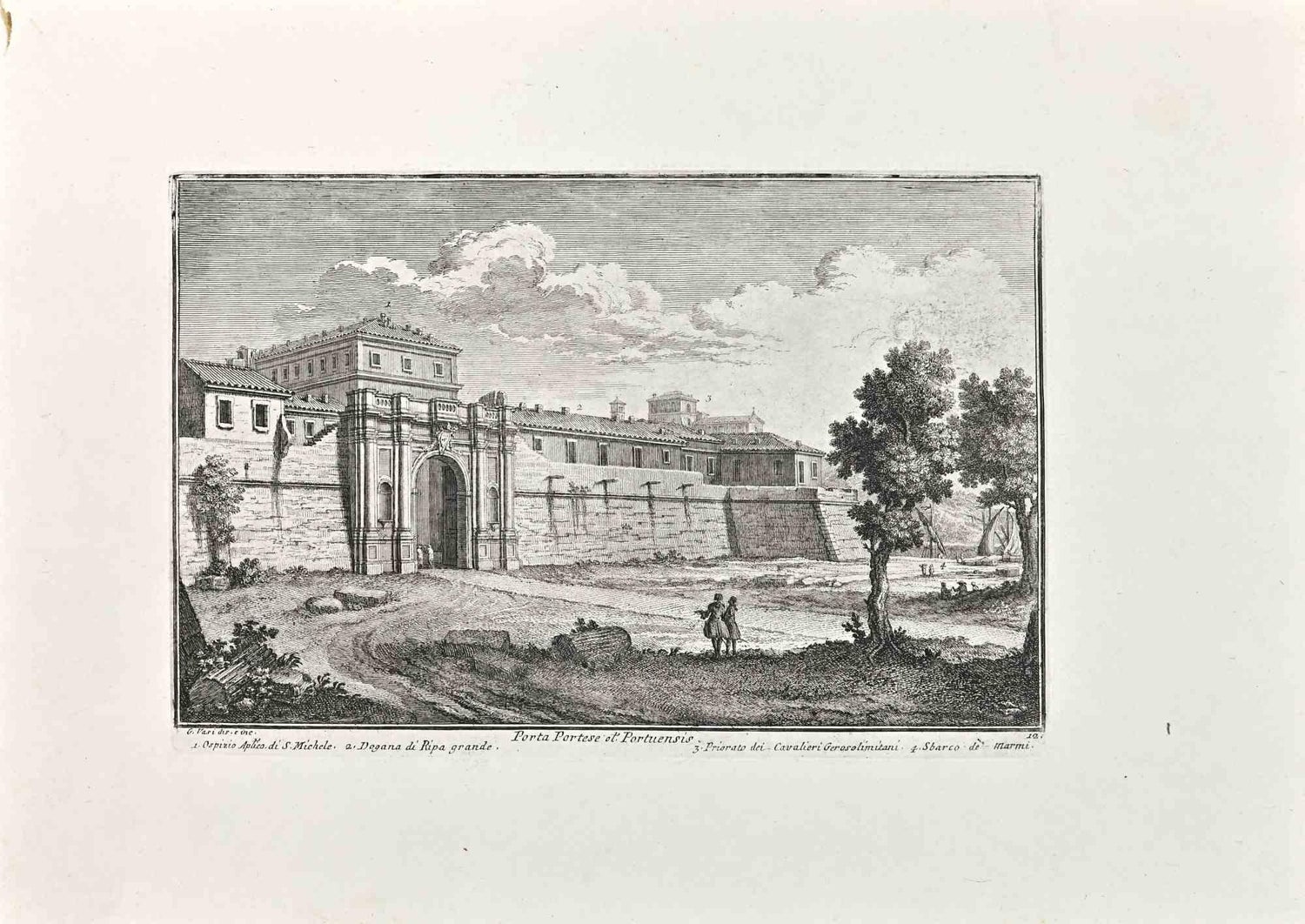 Giuseppe Vasi - Porta Chiusa Querquetulana - Etching by Giuseppe Vasi -  Late 18th century For Sale at 1stDibs