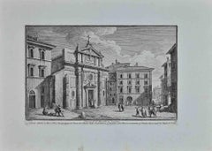 Antique S.Niccolo in Carcere Church - Etching by Giuseppe Vasi - 18th century