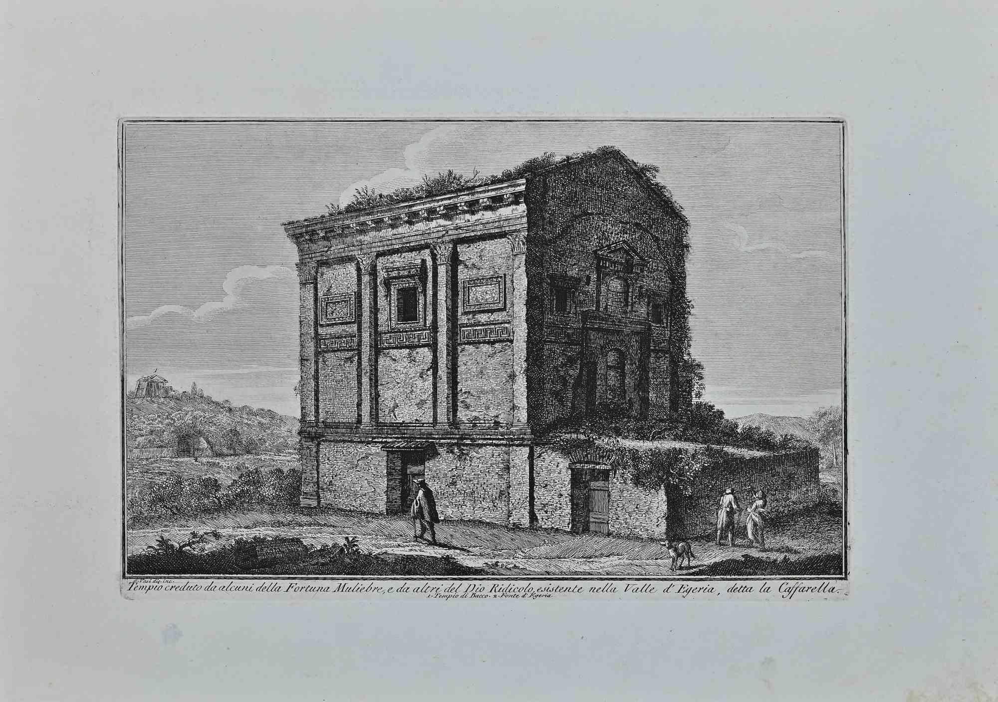 Tempio in Caffarella is an original etching of the Late 18th century realized by Giuseppe Vasi.

Signed and titled on plate lower margin. 

Good conditions.

Giuseppe Vasi  (Corleone,1710 - Rome, 1782) was an engraver, architect, and landscape