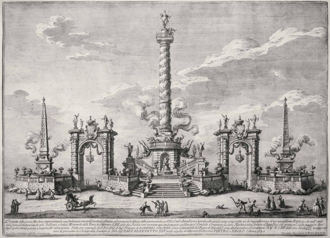 La Villa Carl' Amilia a Caserta... - Acquaforte di Giuseppe Vasi - 1752