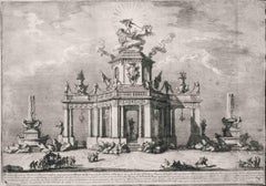 Antique The Temple of Asclepius with the Chariot - Etching by Giuseppe Vasi - 1753