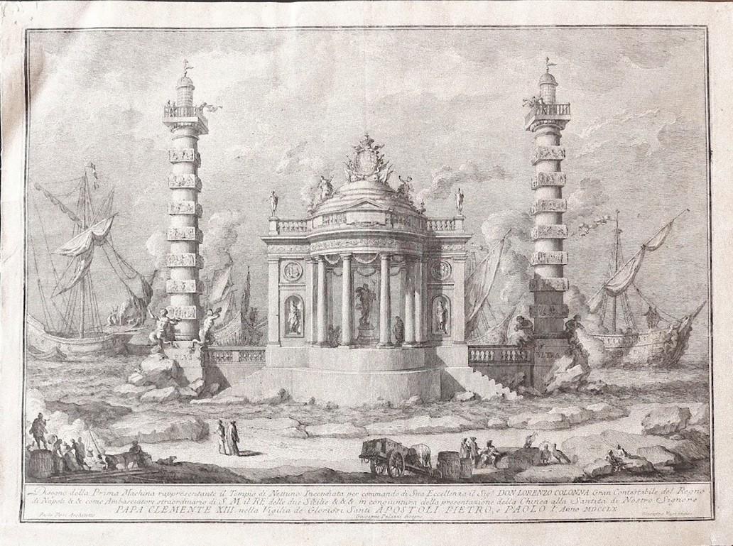 Der Tempel von Neptun – Radierung von Giuseppe Vasi – Mitte des 18. Jahrhunderts
