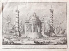 Antique The Temple of Neptune - Etching by Giuseppe Vasi - mid-18th Century