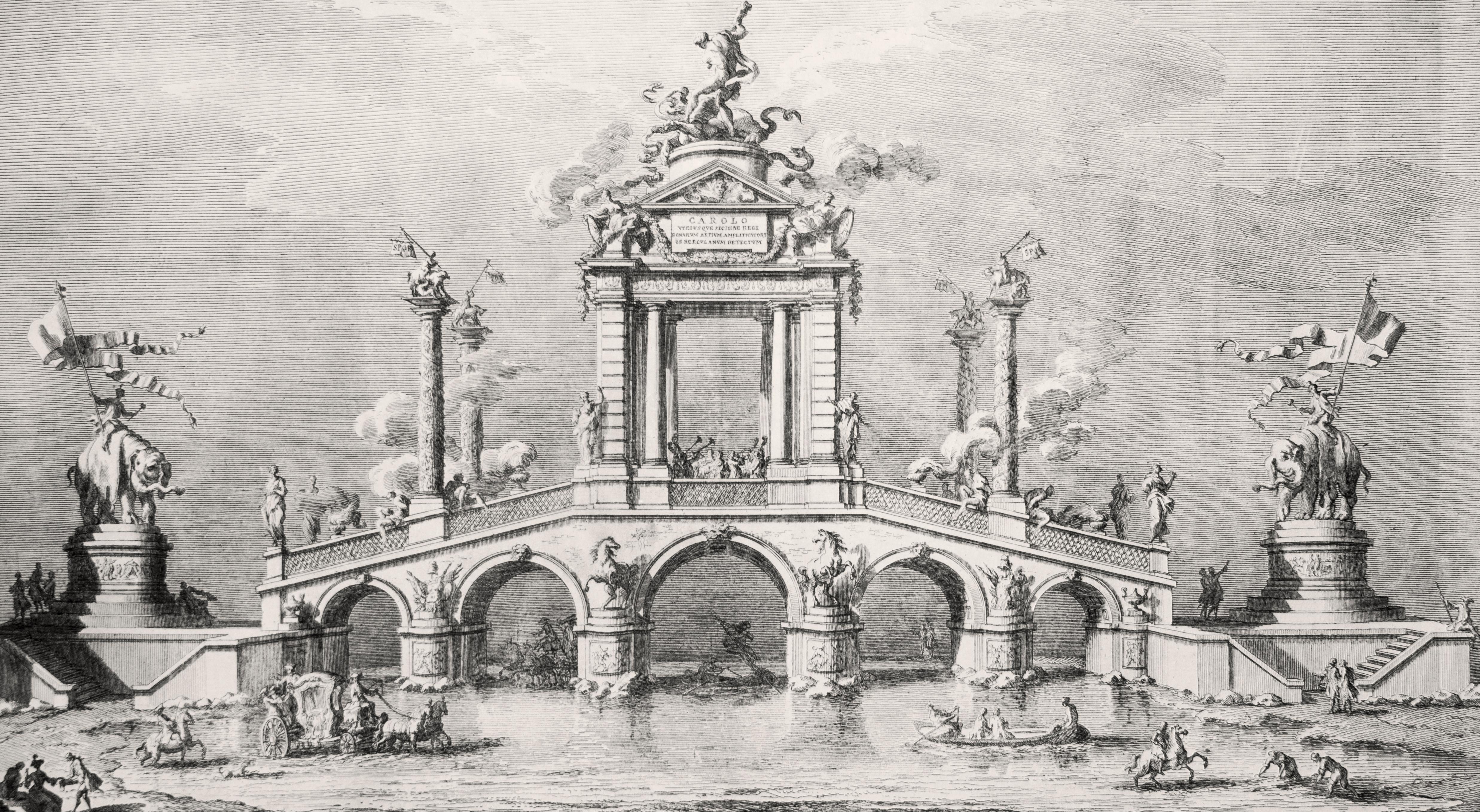 Un Ponte trionfale ornato con reperti di Ercolano - by Giuseppe Vasi - 1755 1