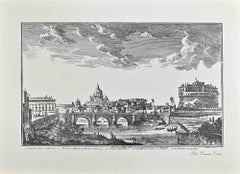 View of Castel Sant'Angelo - Offset Print  after G. Vasi - Early 20th Century