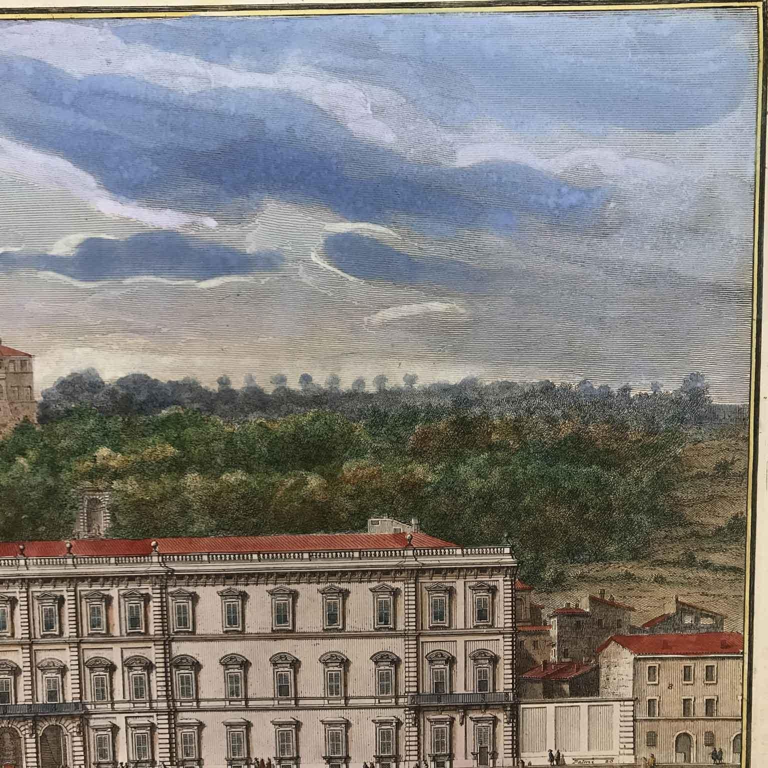 Giuseppe Vasi Neoclassical Rome View Palazzo Corsini 1751 Grand Tour Etching In Good Condition In Milano, MI
