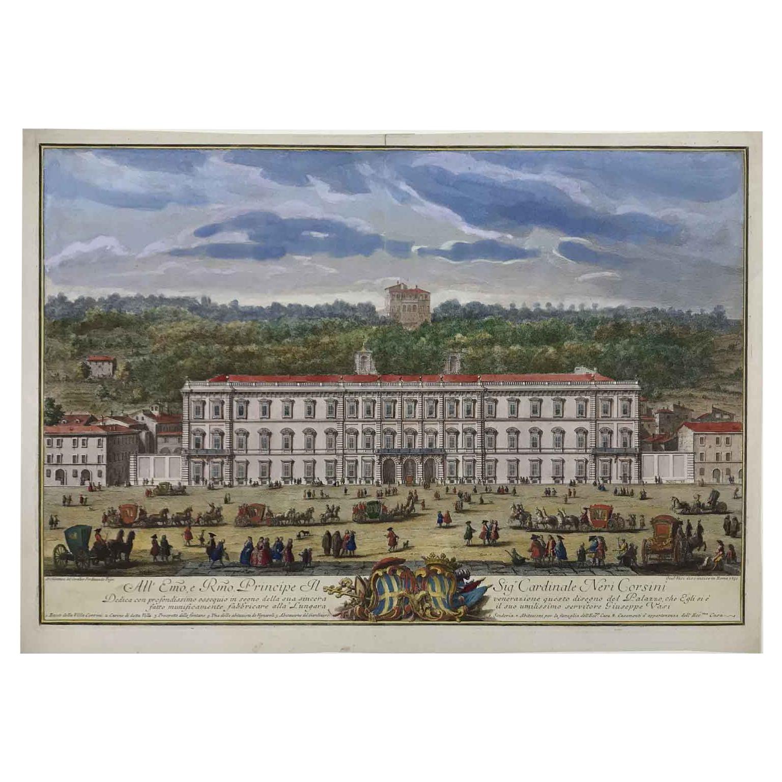 Giuseppe Vasi Neoclassical Rome View Palazzo Corsini 1751 Grand Tour Etching