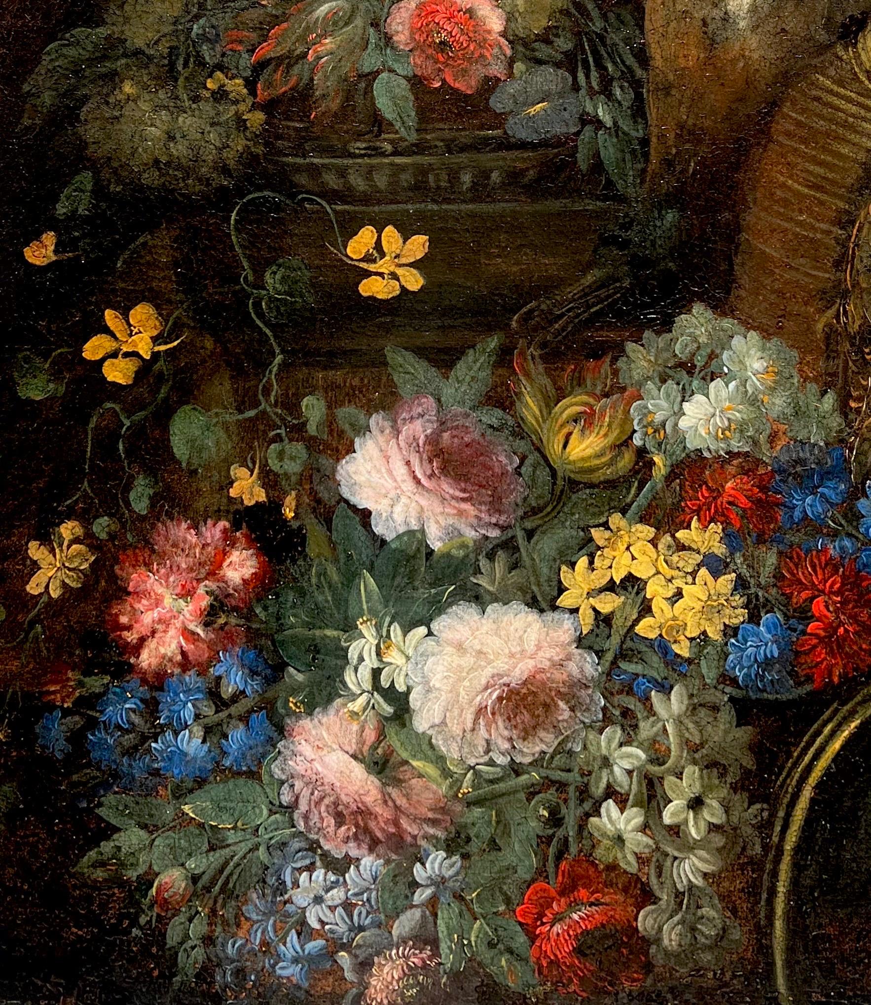 Italienisches Stillleben aus dem 17. Jahrhundert mit Blumen, Früchten und Wild – Painting von Giuseppe Vicenzino