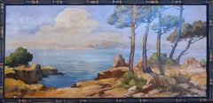 Paysage Méditerranéen, sud de la France. Des bateaux à voile à la fin de l'été.