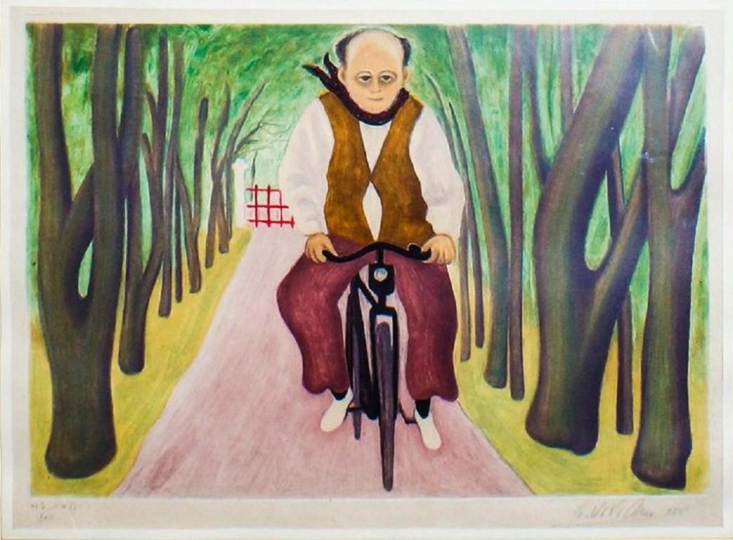 Originaltitel: Il Ciclista
Cyclist ist eine Originalradierung von Giuseppe Viviani aus dem Jahr 1955. Handsigniert und datiert mit Bleistift am unteren rechten Rand "G. Viviani 955", Auflage: 200 Exemplare. Es stellt einen Radfahrer dar, der eine
