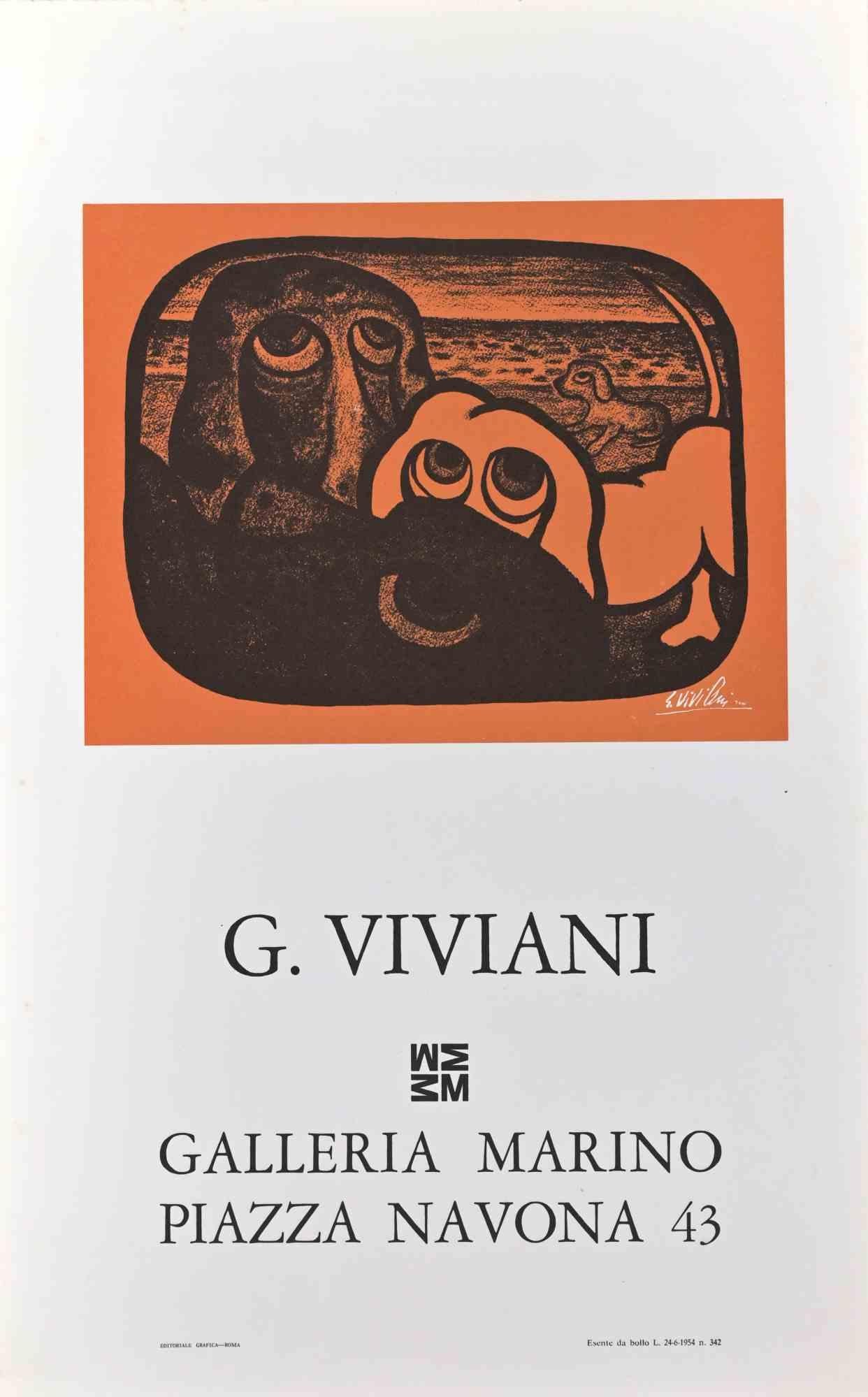 Cartel de exposición de época realizado en 1970 con motivo de la exposición en la Galería Marino, Roma.

Impresión offset.

Buen estado.